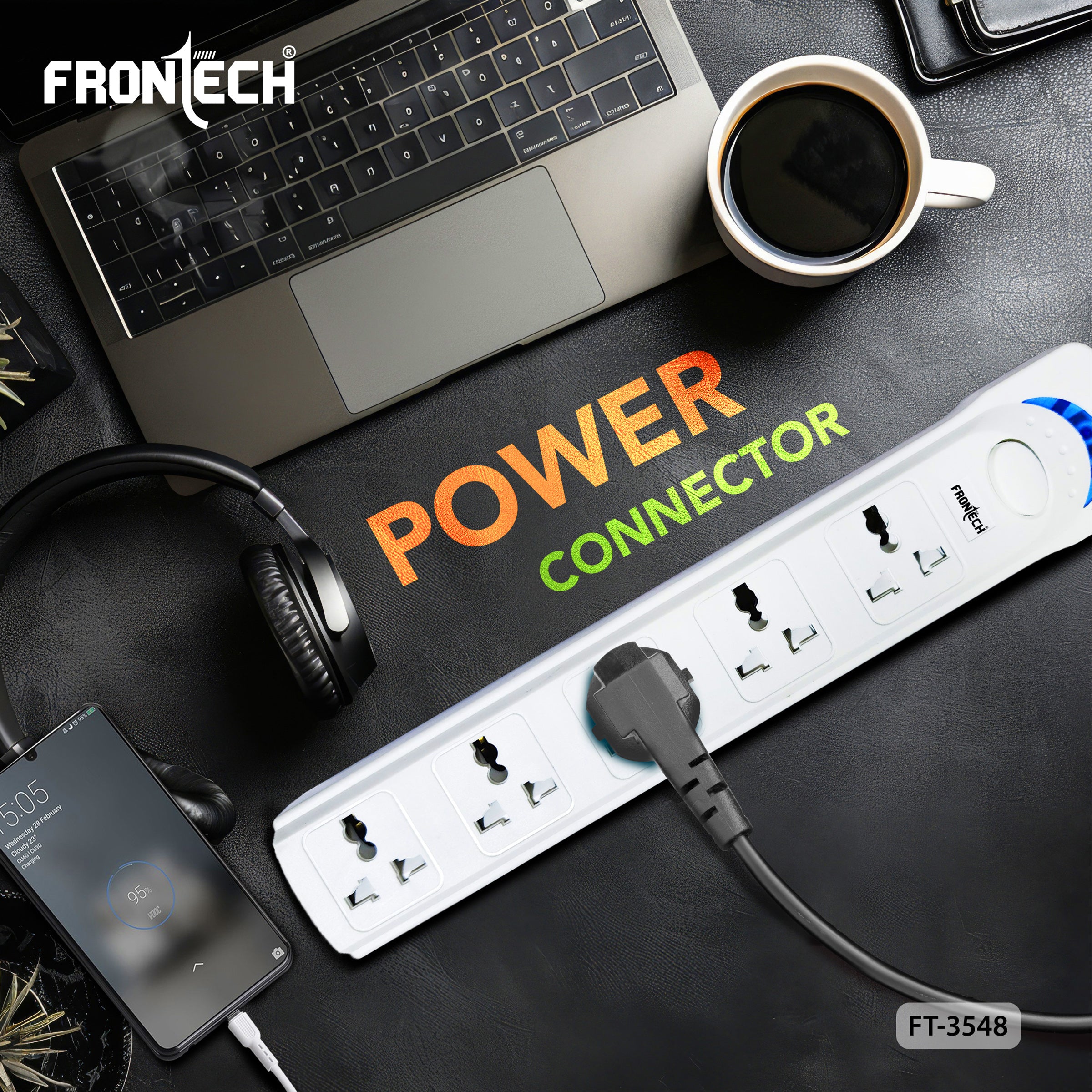 FRONTECH FT-3548 Power Extension Board with 5 Universal Sockets & 1.5M Cable | Multi Plug Extension Cord with Power Safety Switch | 2500W Max Load, Fireproof & Heat Resistant Design | Wall Mount Option for Home, Office & Travel (FT-3548) FRONTECH FT-3548 Power Extension Board with 5 Universal Sockets & 1.5M Cable | Multi Plug Extension Cord with Power Safety Switch | 2500W Max Load, Fireproof & Heat Resistant Design | Wall Mount Option for Home, Office & Travel (FT-3548)